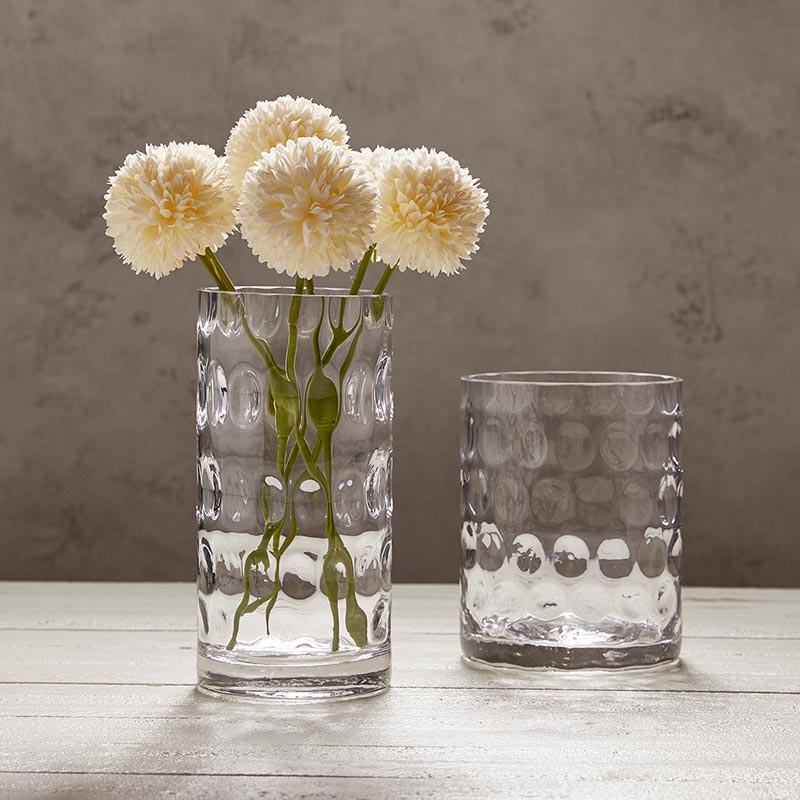 Short Bubble Clear Glass Vase
