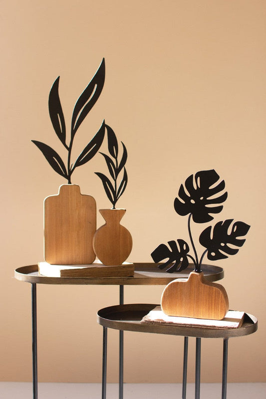 Wood and Metal Plant Sculptures