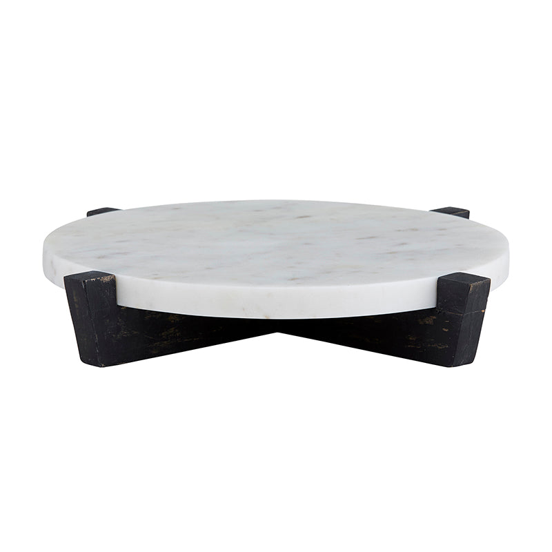 MARBLE TRAY + MANGO WOOD STAND