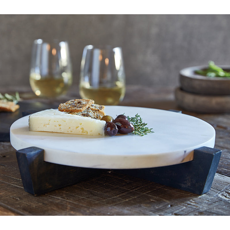 MARBLE TRAY + MANGO WOOD STAND