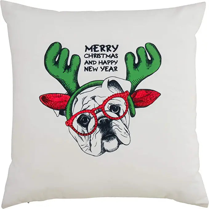 Christmas Bull Dog Pillow