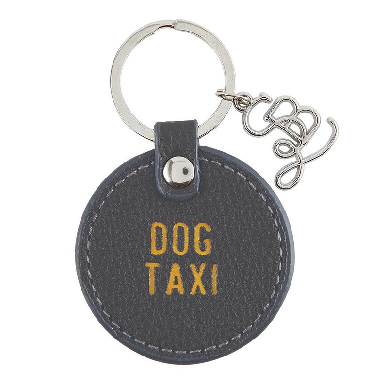 Leather Key Tag - Dog Taxi