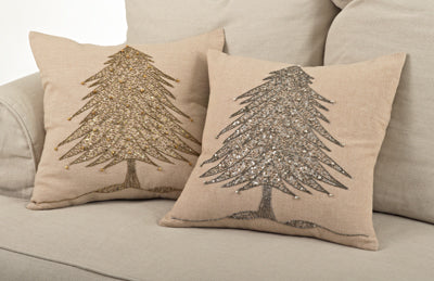 Beaded Christmas Tree Design Pillow