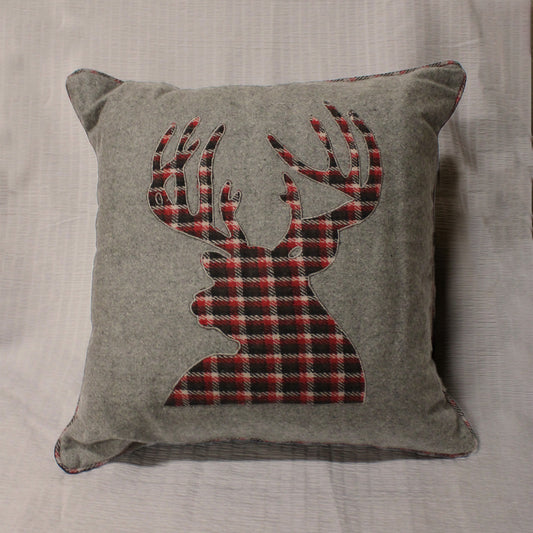 Plaid Reindeer Pillow