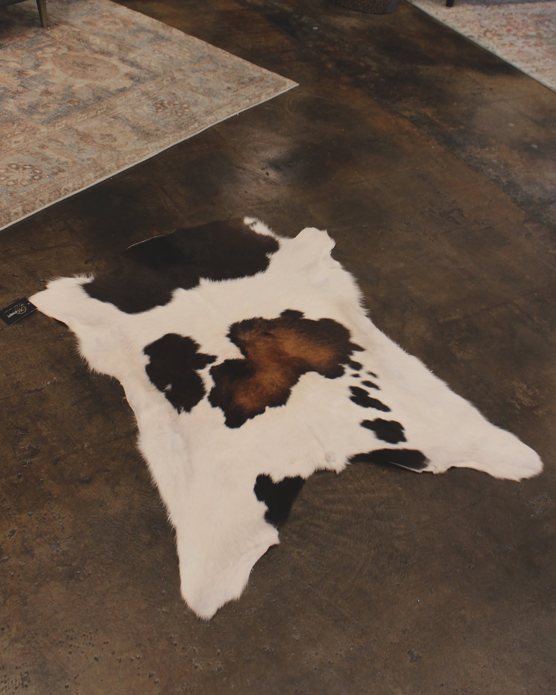 White Brown Spots Small Cowhide Rug