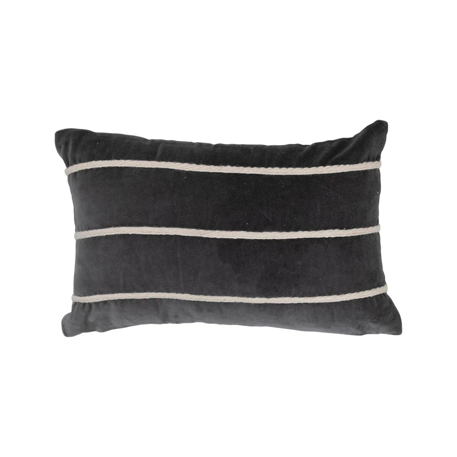 Velvet Pillow Appliqued Stripes