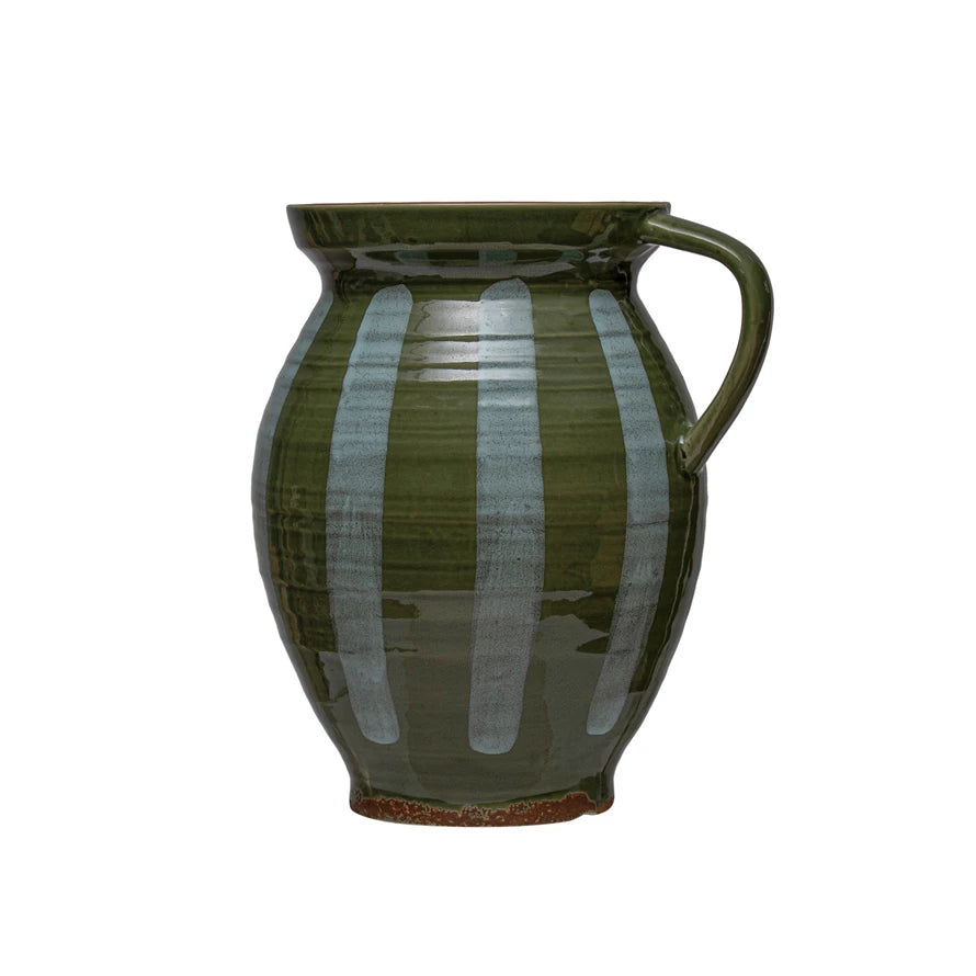 Hand-Painted Stoneware Pitcher