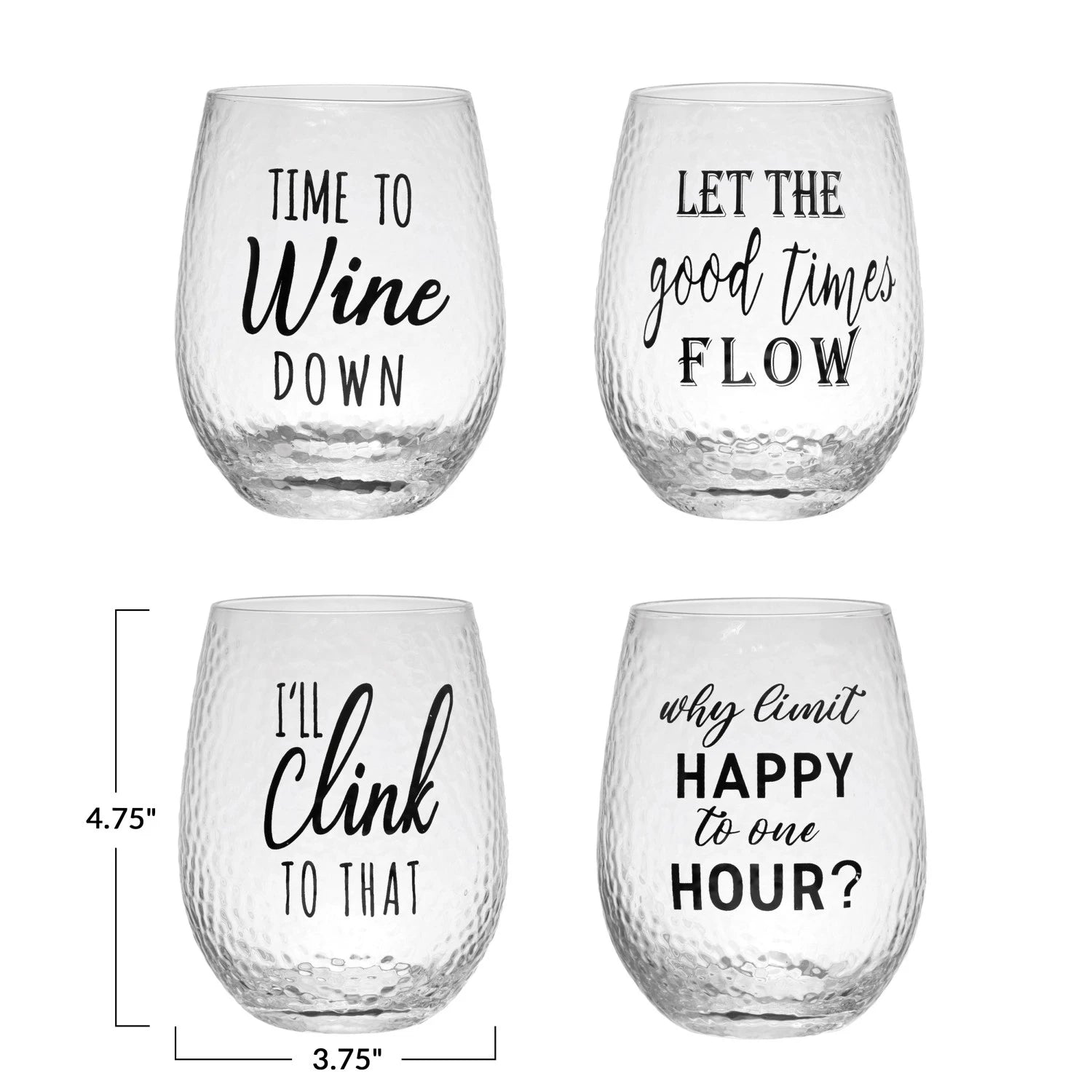 Drinking Glass w Happy Hour Sayings MStreetDecor