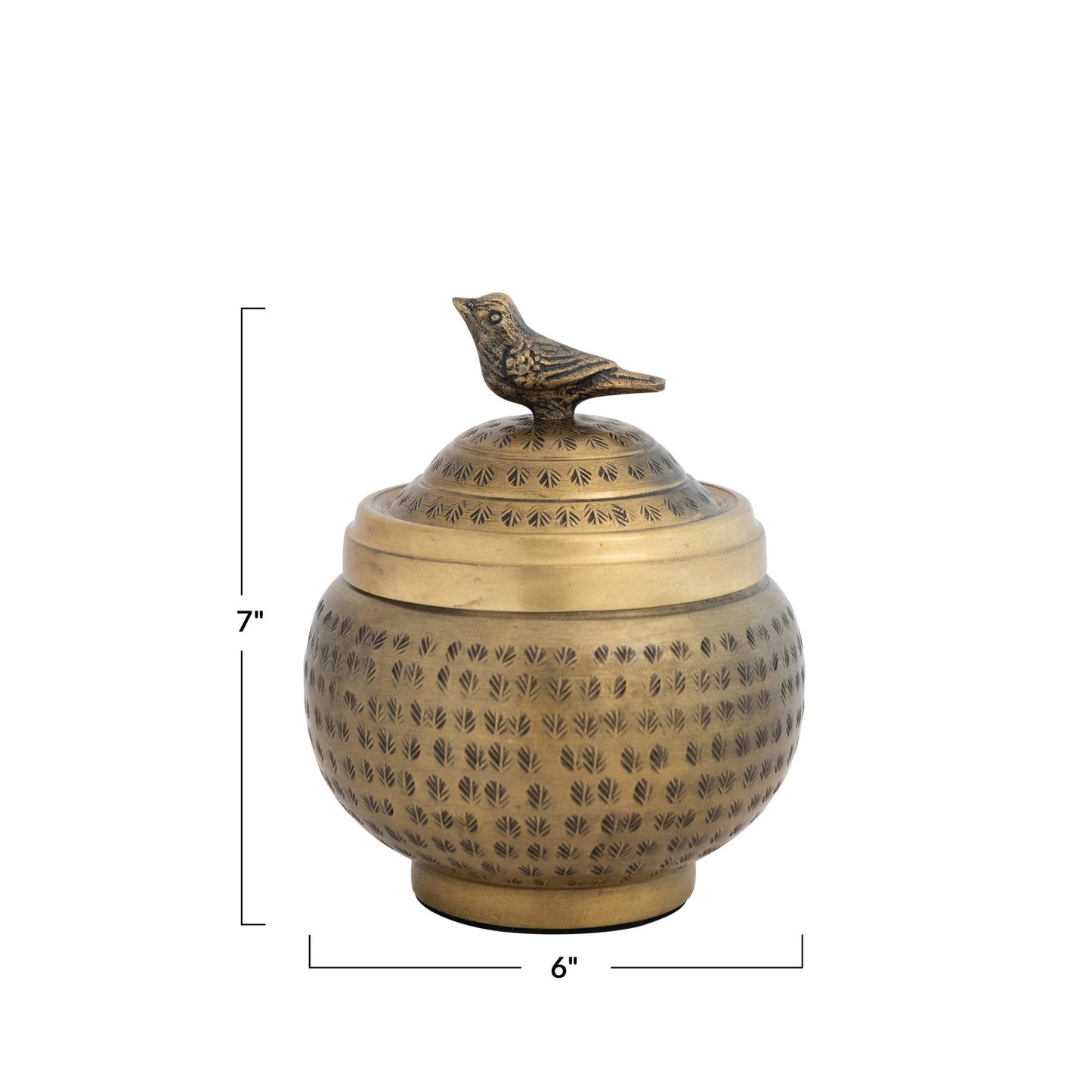 Hammered Metal Container Bird Finial